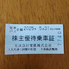 京浜急行電鉄　株主優待券　1枚　2025.5.31まで。