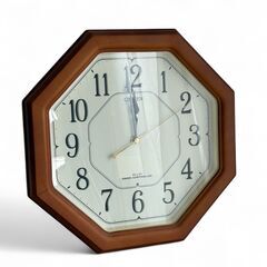 M7-718 CITIZEN シチズン 壁掛け時計 電波時計 8角形 4MY645-0 木目時計 REDIO CONTROLLEDの画像