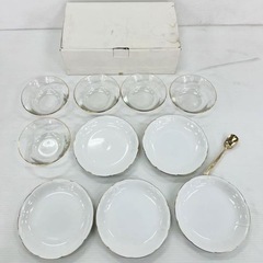 直接引き取り5%OFF　未使用品 shozan デザート皿 平皿 15枚セット ガラス 陶器 スプーン付き 深皿 翔山 一般家庭用品 飲食店 店舗用品 厨房小物 保管品 602018の画像