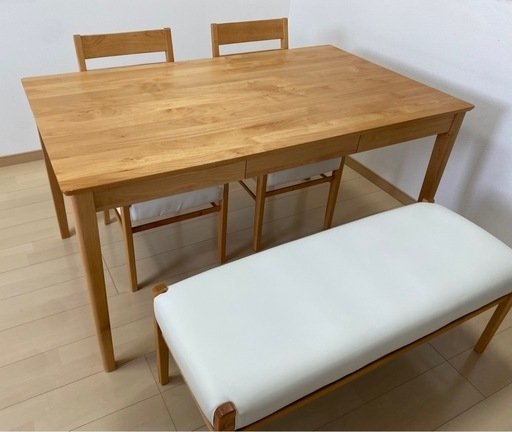 SAKODA ダイニングテーブル、ベンチ、チェアーの4点セット