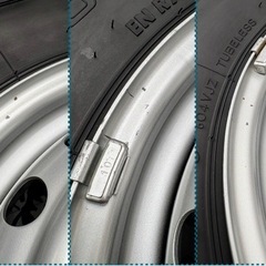 ㊼軽トラ・箱バン用の新品ゴツゴツタイヤと中古美品テッチンホイールとナット付きの画像