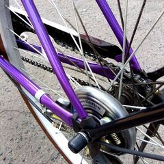 シティサイクル パープル/紫 26インチ 変速無し 鍵×1本 ライト・カゴ