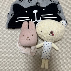 美品 ネコ 帽子  猫 黒 グレー 足跡 42-44cm Ana...