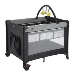 【中古品】KATOJI プレイヤード 折りたたみ ベビーベッド ベビーサークル おむつ替えテーブルつき ブラック 持ち運び可能 簡易ベッド 非常時用 ベビー用品の画像