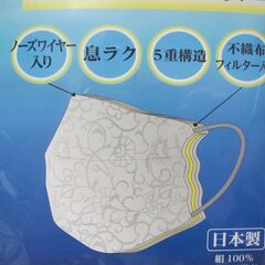 🔶高級シルク１００％マスク🔶　洗える・息ラク安心５層構造　マスク内に入れるフィルタ同梱の画像
