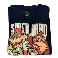 古着 スーパー マリオ Tシャツ 黒 Lサイズの画像