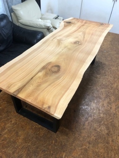 ⑥ 大特価 天然 無垢 幅広 一枚板ダイニングテーブル 長さ209cm