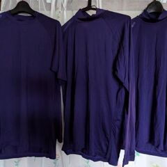 3枚で1000円　ミズノ　紫色野球アンダーシャツ　Lサイズ　半袖...