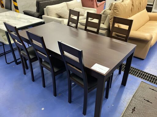 ★リユースのサカイ横浜南店★YM1008 サカイ工芸 ダイニングセット 2人用 ダークブラウン W165×D80×H71 クリーニング済み