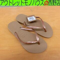 未使用品 ハワイアナス ビーチサンダル ローズゴールド② hav...