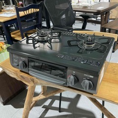 B30【Rinnai リンナイ】ガステーブル KG35NBKL 2023年 LPガス用 左強火 水なし片面焼きグリル 消し忘れ防止機能付きの画像