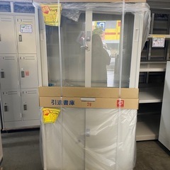 新品　引き違い書庫上下セット　ガラス扉の画像