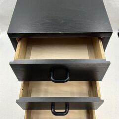 【B33】木製/3段/小引き出し/約29×29.5×32.5cm/重量約3kg/小棚/引出し/卓上収納/小物入れ/書類収納/中古の画像