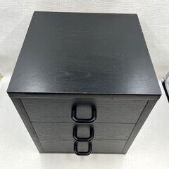 【B33】木製/3段/小引き出し/約29×29.5×32.5cm/重量約3kg/小棚/引出し/卓上収納/小物入れ/書類収納/中古の画像