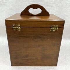 【B34】レトロ/鏡付き化粧ケース/ミラー付きメイクボックス/化粧箱/木製/メイクケース/手提げボックス/化粧品ケース/小物入れの画像