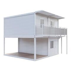 現地組立式4連棟事務所 プレハブ・ユニットハウス セルフ型コンテナ メーカー製スーパーハウス 事務所倉庫 仮設住宅 階段付き2階建ての画像