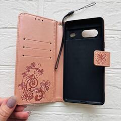 【新品】Google Pixel7 ケース 手帳型 花柄 ピクセル7 PUレザー ピンクの画像