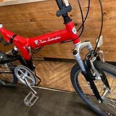 【Ferrariフルサスペンション付き前後タイヤ・チューブ新品！】6段変速　20インチ折りたたみ自転車　レッド×ブラックの画像