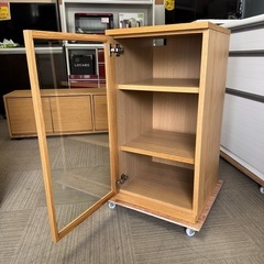 【美品‼️】定価24,900円♪ 無印良品 44cm幅キャビネット ガラス扉 多目的棚 オーク材ナチュラルブラウン♪の画像