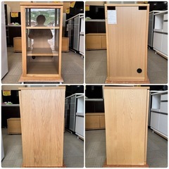 【美品‼️】定価24,900円♪ 無印良品 44cm幅キャビネット ガラス扉 多目的棚 オーク材ナチュラルブラウン♪の画像
