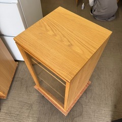 【美品‼️】定価24,900円♪ 無印良品 44cm幅キャビネット ガラス扉 多目的棚 オーク材ナチュラルブラウン♪の画像