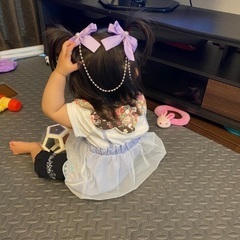 幼児用ヘアピン　白リボンの画像