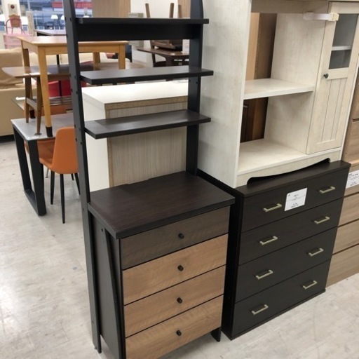 ニトリ　チェストラック　4段引き出し　3段ラック　ブラウン×ナチュラル　【トレファク堺福田店】