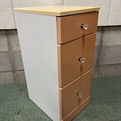 木製 3段 ミニチェスト タンス 小物入れ 収納 幅31cm×奥行41cm×高さ71cm の画像