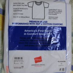 ◇Hanes Tシャツ 丸首 青パック 75%コットン 25％ポリエステル  LLサイズ 3枚入り無開封 涼しいです！◇の画像