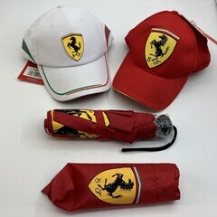 フェラーリ/キャップ2個/折りたたみ傘１個/新品未使用　赤＆白　...