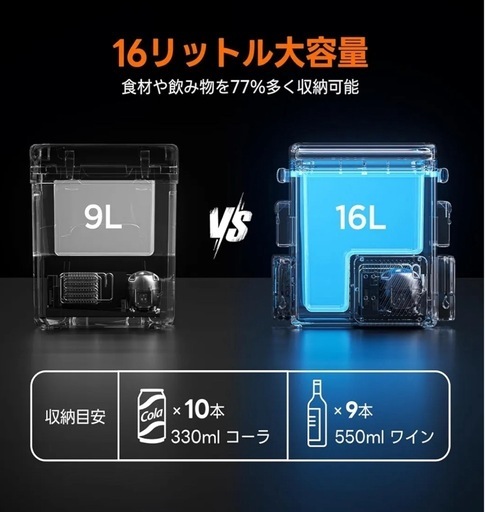 Litheli ポータブル冷蔵庫 バッテリー付き 16L 急速冷凍 車載冷蔵庫