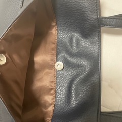 レザー調 トートバッグ ネイビーの画像