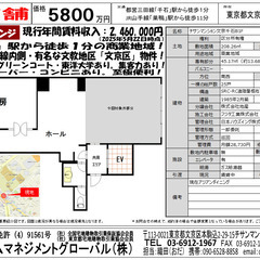 文京区１７号線（白山通り）沿い店舗　路面から入店可　45.…