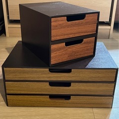 ニトリ リバーシブル　引き出し 3段 2段 セット 収納 ケース　ウォルナット ウォールナット　ブラウンの画像