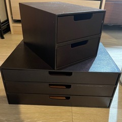 ニトリ リバーシブル　引き出し 3段 2段 セット 収納 ケース　ウォルナット ウォールナット　ブラウンの画像