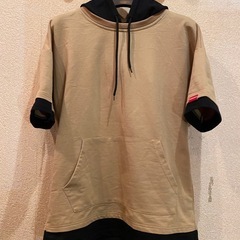 美品フードパーカーフーディ半袖Tシャツトレーナースウェットレイヤ...