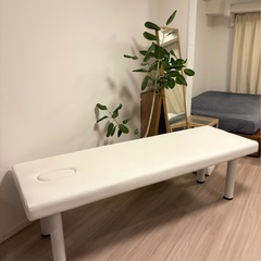 【美品】マッサージベッド 差し込み脚 有孔 ホワイト天板 スチー...