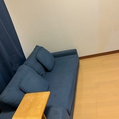 幅150 2人掛け　カウチソファ　クッション付き　L字ソファ　ブルー LOWYAの画像