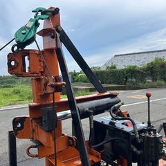 日輪　林内車 ウインチ 8馬力　運搬車　荷台　吊り上げ　集材機　木材運搬車　林内作業車 クローラー　油圧　ガソリン 簡易始動動画ありの画像