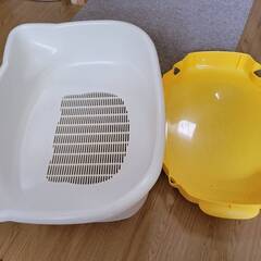 猫用トイレ プラスチック製 猫型 トレー付きの画像