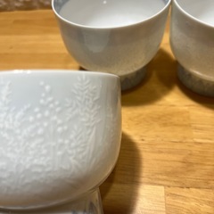 湯呑み5客セット　大吉窯　淡雪　高台汲出揃　 木箱入りの画像