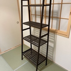【おしゃれ棚】木製ラダーシェルフ（ダークブラウン）
