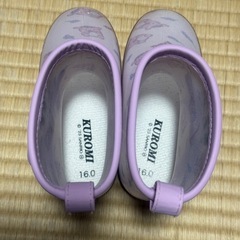 値下げしました！レインブーツ　長靴　クロミ　ライラック　リボン　美品　16.0　の画像