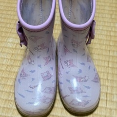 値下げしました！レインブーツ　長靴　クロミ　ライラック　リボン　美品　16.0　の画像