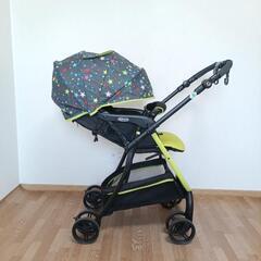 GRACO　ベビーカー　A型ベビーカー　黄緑　星　持ち手調整可　両対面式✨️　荷物フックおまけつけます💓　の画像