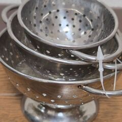 調理器具 ミニチュア コランダー ステンレス 水切りザル インテリア 雑貨 プチの画像