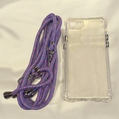 iPhone7/8/SE ショルダーケース　クリアケース　ストラップ　紫　パープル カバーの画像