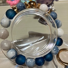 深みブルー　ブレス、バックチャームセットの画像
