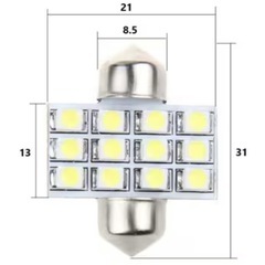 12LEDランプ T10×31 車内照明用　2個セットの画像