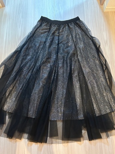 チュールロングスカート　グリッター